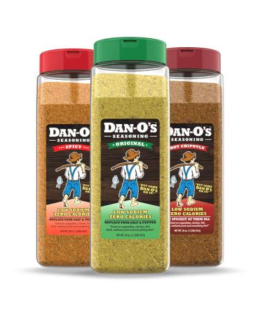 Dan-O's Seasoning 3 Count Bundle - Original, Hot Chipotle & Spicy Flavors | All Natural | Sugar Free | Keto | All Purpose Seasonings | Vegetable Seasoning | Meat Seasoning | Low Sodium Seasoning | Cooking Spices | 3 Pack (…