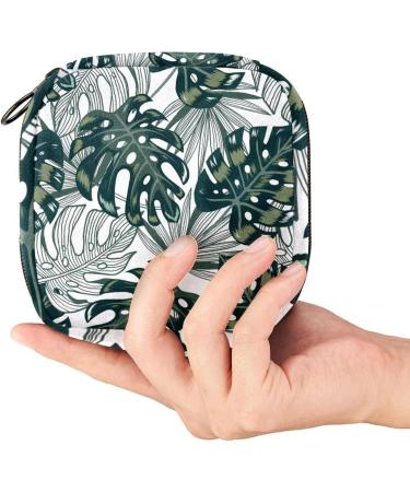 Menstrual Pad Bag with Zipper - Stylish Ladies Napkin Pouch & Tampons Collection Bag (Monstera Leaves) - Ideal for Women & Girls | International Shipping - Buy Online on GoSupps.com