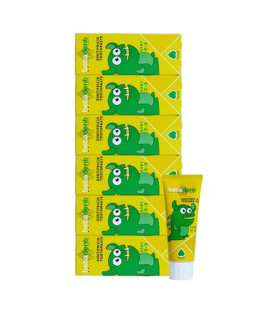BETADENT Betadent 6 x BABY TOOTHPASTE KIT FOR CHILDREN FROM 0 TO 3 YEARS Fluoride Free Pear Flavour Antiplaque Action Facilitates Teething Natural Formulation. 6 x 75 ml