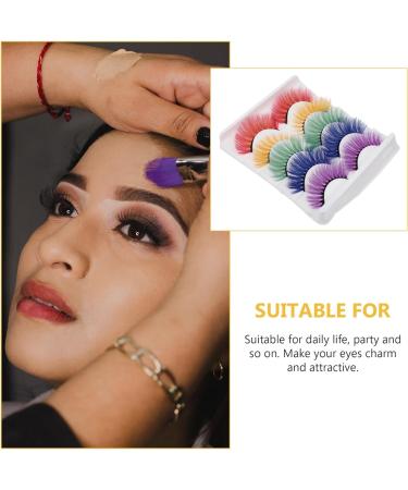 Lurrose 5 Pairs Colored False Eyelashes Long Dramatic False Eyelashes Eye Lashes Extension for Halloween Makeup Dance Party - Buy Online on GoSupps.com