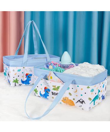 Dinosaur Diaper Caddy - Collapsible Nursery Organizer for Boys | Large Blue Storage Basket for Baby Shower Gifts | Essential Newborn Must-Have - Buy Online on GoSupps.com