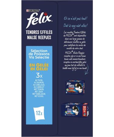 FELIX Soft Shredded in Jelly | Adult Cat | Selection of Fish | Pack of 6-12 x 85 g | Freshness sachet - Buy Online on GoSupps.com