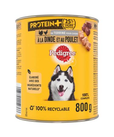 Pedigree Protein + Dog Meals - Turkey and Chicken Terrine Box for Adult Dogs - 800 g Pack of 12 (800 g x 12)