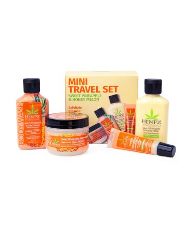 Hempz Mini Sweet Treats Travel Kit | 4-Piece Body Wash Lotion Scrub & Lip Balm Set - Sweet Pineapple Honeymelon Scent | Ideal International Gift - Buy Online on GoSupps.com