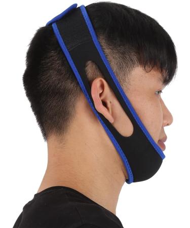 Adjustable Breathable Anti-Snoring Chin Strap with Jaw Support Belt - Royal Blue Edge Cover - Buy Online on GoSupps.com