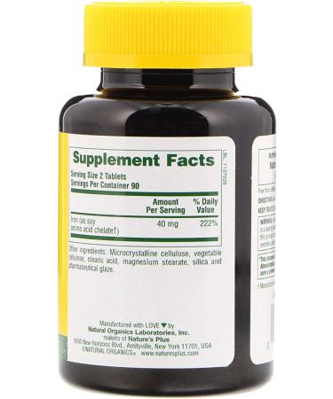 Nature's Plus Iron 40 mg - 180 Tablets for Enhanced Energy & Wellness - Buy Online on GoSupps.com