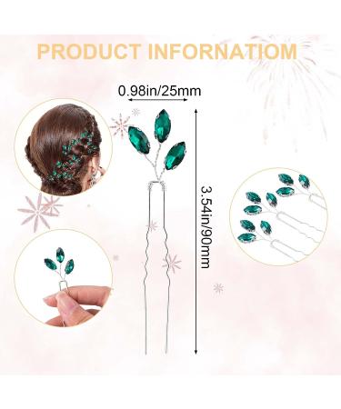 PAGOW 10pcs Emerald Green Rhinestone Bobby Pins for Brides | Crystal Wedding Hair Piece | Vintage Hair Accessories for Women and Girls - Buy Online on GoSupps.com