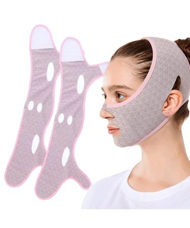 FCHUH Beauty Face Sculpting Sleep Mask Reusable V Line Lifting Mask Double Chin Reducer Chin Up Mask Face Lifting Belt Face Tightening Chin Mask 2PCS