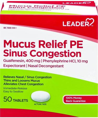 Leader Mucus Relief PE Sinus Congestion (50 Count)