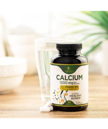 Nature's Calcium 1200mg + 1600 IU Vitamin D3 - Bone & Immune Support - 180 Tablets - Buy Online on GoSupps.com