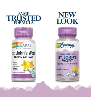 Solaray St. John's Wort Aerial Extract 300mg | Mood & Brain Health Support | 0.3% Hypericin | 60ct - Buy Online on GoSupps.com