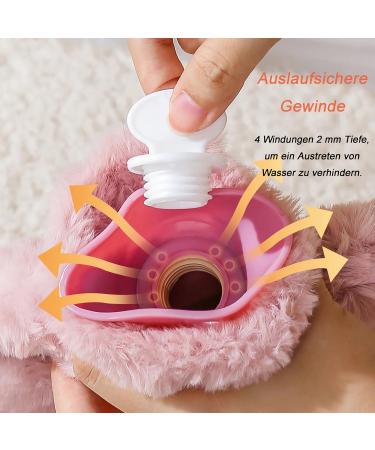 Premium 2L Heat Bottle with Soft Fluffy Cover - Durable PVC Hot Water Bag for Pain Relief - Perfect Gift for Women & Adults (Pink) - Buy Online on GoSupps.com