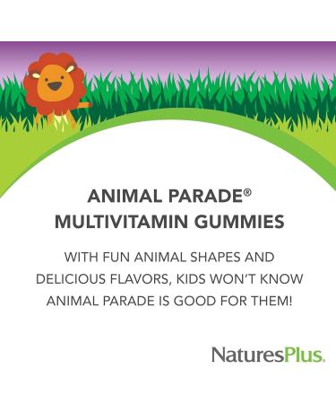 NaturesPlus Animal Parade Multivitamin Children's Gummies - 90 Count - Assorted Cherry Grape & Orange Flavors - Supports Immune System - Vegetarian Gluten Free - 30 Servings - Buy Online on GoSupps.com