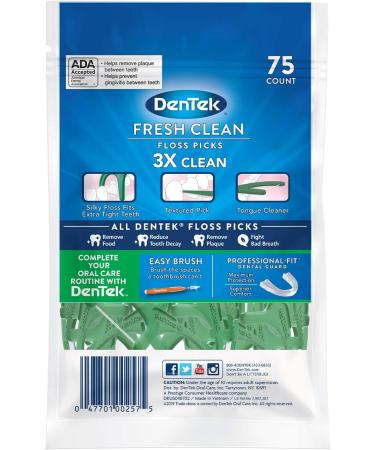 DenTek Fresh Clean Floss Picks with Mouthwash Blast - 75 Pack for Ultimate Oral Care - Buy Online on GoSupps.com