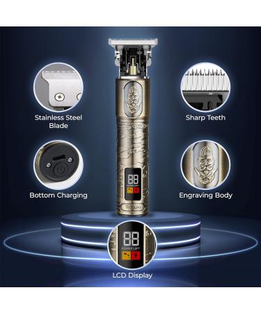 RESUXI Beard Trimmer and Hair Clippers for Men - Professional Beard Grooming Kit with Rechargeable Waterproof Shaver - Electric Cordless Design - 3 Changeable Detailer Combs (Gold) - Buy Online on GoSupps.com