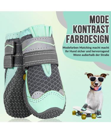 Eyein Dog Shoes - Breathable Paw Protection with Non-Slip Sole & Reflective Velcro Fastener for All Dog Sizes - Green 4 Pieces - Buy Online on GoSupps.com