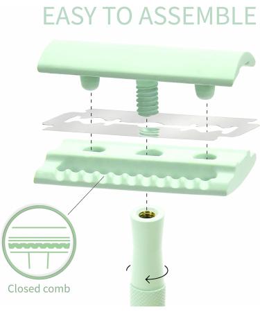 Metal Safety Razor in Mint Green | Eco-Friendly Plastic Free Shaving | Bambaw - Buy Online on GoSupps.com