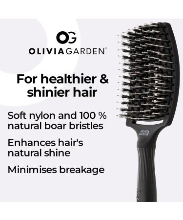 Olivia Garden Fingerbrush - Large Black Brush with Boar & Nylon Bristles for Perfect Styling - International Shipping Available - Buy Online on GoSupps.com
