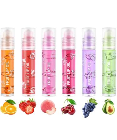Moisturizing Lip Gloss 6 Pi ces Huile L vres Transparente Incolore Set Roll-on Lip Oil Gloss L vres Aromatis Aux Fruits Rouge l vres Liquide Repulpant Baume L vres pour Femmes Filles