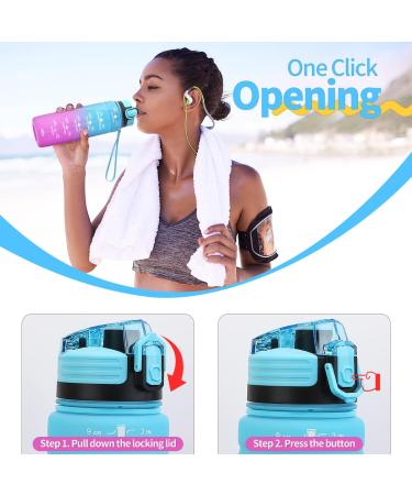 Coolfel Leakproof Sport Drinking Bottles for Kids - BPA Free Tritan Time Marked 500ml to 2L | Perfect for School Gym & Sports - Blue-Purple - Buy Online on GoSupps.com