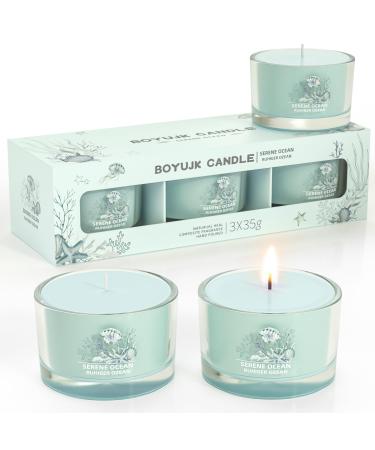 Fragrance candles gifts for women |Fragrance candles gift set for anxiety |3 fragrance candles in the glass |Relaxation gifts for women (relaxed ocean) ocean blue