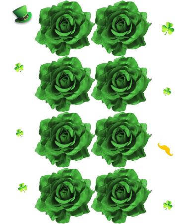 St. Patrick's Day Hair Decoration - 8 Green Rose Hair Clips & Brooch Set for Women - Irish Floral Accessories for Party Celebrations - Buy Online on GoSupps.com