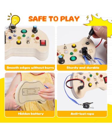 Homcent Busy Board for Toddlers - Montessori Learning Toys with Switches & Buttons | Wooden Activity Board for Boys & Girls - International Shipping Available - Buy Online on GoSupps.com
