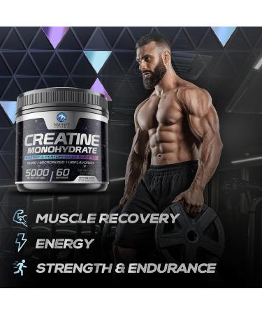 Pure Creatine Powder 5000mg - Unflavored Micronized Creatine Monohydrate | Keto & Vegan | Supports Muscle Growth & Strength | 60 Servings - Buy Online on GoSupps.com