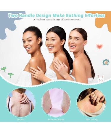 3 Pack Exfoliating Back Scrubber Set - Nylon Washcloth Body Exfoliator Brush with Handles for Shower and Bath - Pink Blue Yellow - Buy Online on GoSupps.com