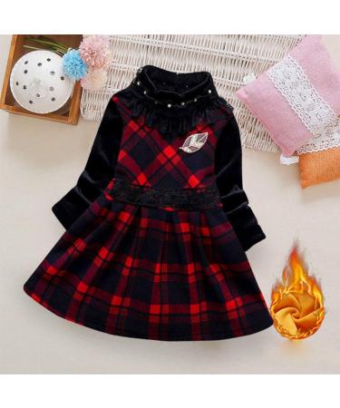 AMhomely Girl Baby Cashmere Dress 4-5 Years Red | High Collar Keep Warm Skirt | Promotion Sale - Buy Online on GoSupps.com