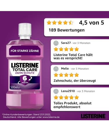 Buy Listerine Total Care Dental Protection 6-Pack (6 x 500 ml) | Antibacterial Mouthwash for Caries Gum Health & 24H Fresh Breath - Buy Online on GoSupps.com