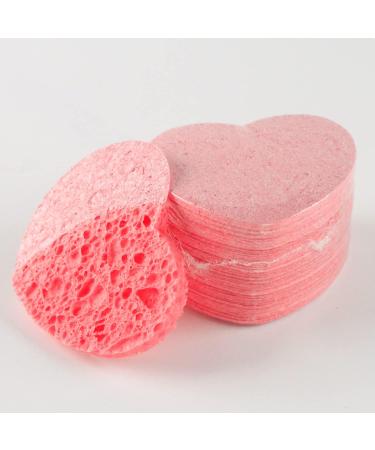 Facial Cleaning Sponge Heart Shape Exfoliating Pads - Reusable 50 Pieces (Pink) - Buy Online on GoSupps.com