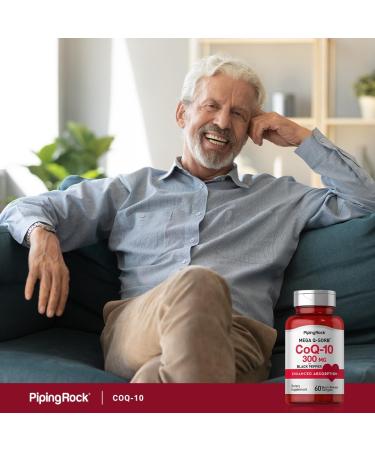 Piping Rock CoQ10 300mg Softgels - Enhanced Absorption Non-GMO Gluten Free | 60 Pills with Black Pepper | Coenzyme Q10 Supplement - Buy Online on GoSupps.com