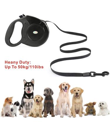 Idepit Heavy Duty Retractable Dog Leash | Anti-Chewing Steel Chain | 360 Tangle-Free | Small & Medium Dogs | 16ft | Black - Buy Online on GoSupps.com