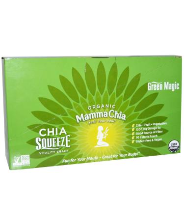 Mamma Chia Organic Chia Squeeze Vitality Snack Green Magic 8 Squeezes 3.5 oz (99 g) Each