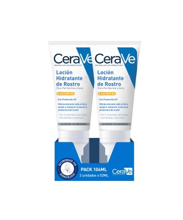 CeraVe CeraVe Moisturizing Facial Lotion SPF 50 2 x 52 ml for normal to dry skin hydration and high protection against UVB/UVA rays enriched with ceramides