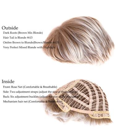 QUEENTAS Pixie Layered Short Blonde Mixed Brown Wig - Synthetic Hair for White & Black Women - Buy Online on GoSupps.com