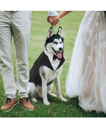 Kuoser Dog Tuxedo Wedding Suit & Bandana Set | Puppy Formal Shirt with Bow Tie | Costume for Party, Birthday, Festival | XXL Size - 23.6 Back Length, 31.5-35.4 Chest | Black - Buy Online on GoSupps.com