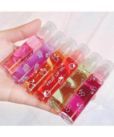 Fruity Roll on Lip Gloss Lip Oil Lip Balm Lip Glosses Fruit Transparent Glossy Lip Gloss Set for Lip Care and Keep Lips Moisturized