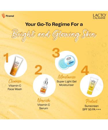 Lact'o Calamin'e Vitamin C Face Wash | Pack of 1 x 100ml | Aloe Vera & Niacinamide Face Wash for Glowing Skin | Facewash that Exfoliates Skin & Reduces Pigmentation | No Parabens No Sulphates - Buy Online on GoSupps.com