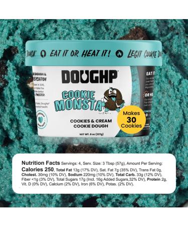 Doughp Chocolate Lovers Pack: Edible & Bakeable Cookie Dough | Made with Natural Ingredients | Ride or Die + Cookie Monsta | Two 8oz Cups | Makes 30 Cookies - Buy Online on GoSupps.com
