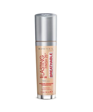 Rimmel London Lasting Finish Breathable Foundation  SPF 20  100 Ivory  30ml