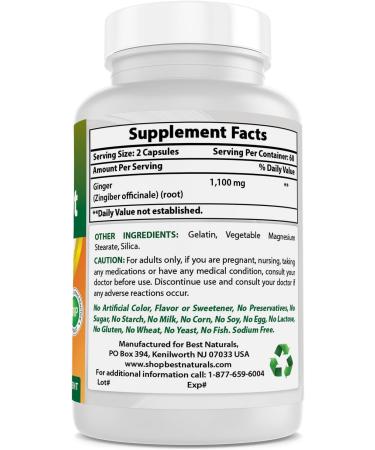 Best Naturals Ginger Root Capsules 550mg - 120 Count - Nausea & Motion Sickness Relief Supplement - Buy Online on GoSupps.com