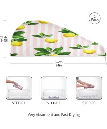 Lemon Stripe Dry Hair Cap & Quick Dry Towel Set | Super Absorbent Soft Comfortable | Shop Internationally - Buy Online on GoSupps.com