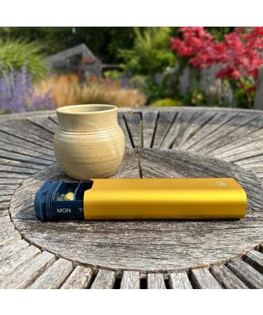 Premium Metal 7-Day Pill Box by Mannox - Yellow | Weekly Pill Organizer - Buy Online on GoSupps.com