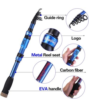 Buy Soougayilang Telescopic Fishing Rod - 24T Carbon Fiber CNC Roller Seat EVA Handle - Travel Rod for Bass & Trout - 2.1m/6.89ft - Buy Online on GoSupps.com