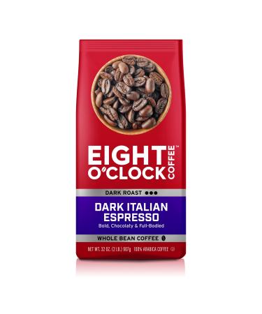 Eight O'Clock Coffee Dark Italian Espresso, Dark Roast, Whole Bean Coffee, 32 Ounce (Pack of 1), 100% Arabica, Kosher Certified Dark Italian Espresso 2 Pound (Pack of 1)