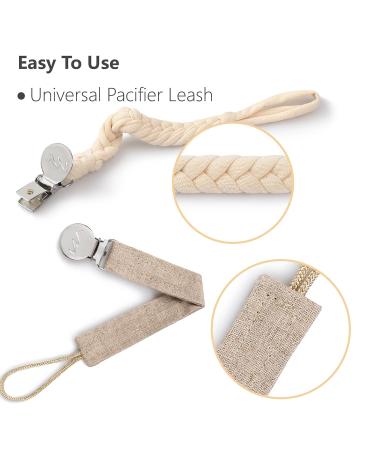 YMVV Modern Pacifier Clips 5 Pack - Handmade Braided Rope, Unisex Design, Fits Most Pacifier Styles - Beige - Buy Online on GoSupps.com