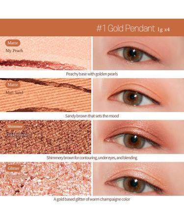 Etude House Play Color Eyes Mini Jewelry 1 Gold Pendant Eyeshadow Palette - 4 Glitter, Shimmer, and Matte Shades | Long Lasting Korean Makeup - Buy Online on GoSupps.com