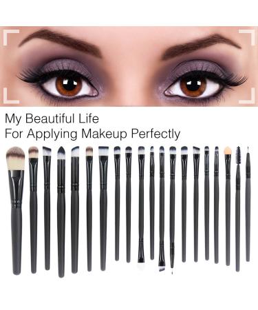 EmaxDesign 20-Piece Professional Makeup Brush Set for Face, Eyes, Eyeliner, Foundation - Blending Tool for Powder, Liquid, Cream Cosmetics - Buy Online on GoSupps.com